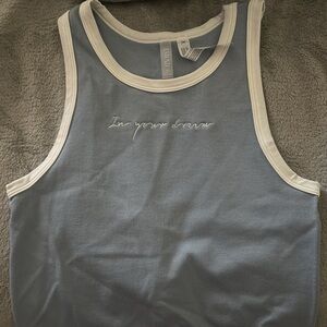 Blue Tank Top with White Trim